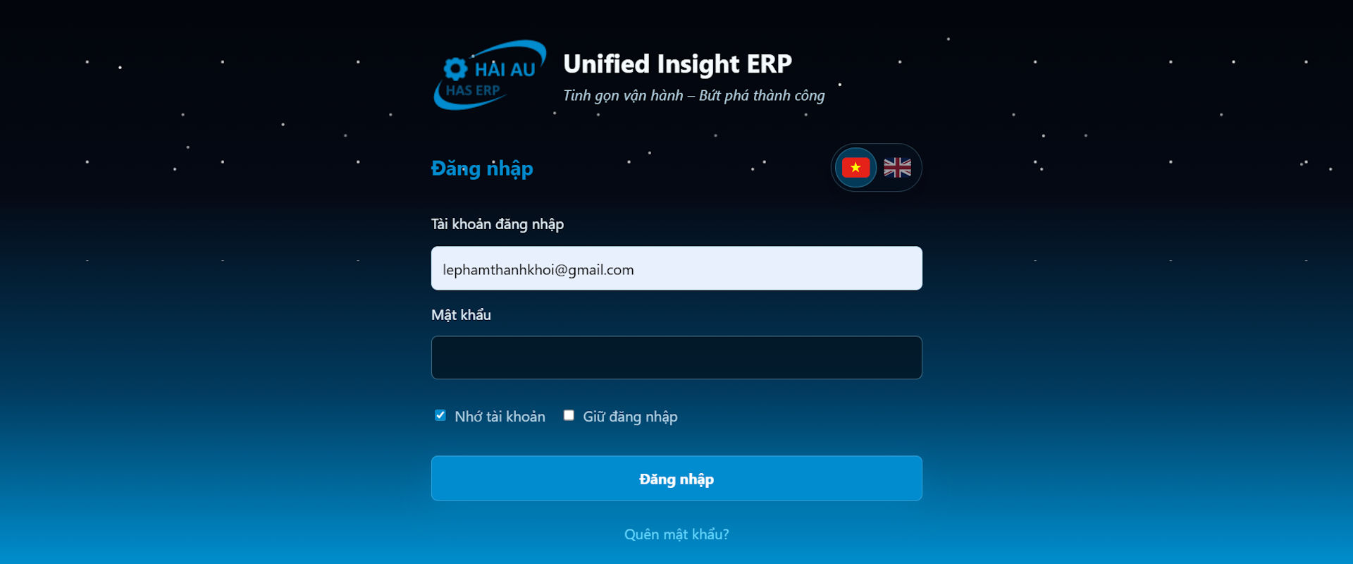 HAS ERP Web — Đăng nhập
